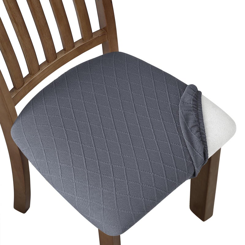 Fuloon Stretch Chair Seat Covers 4 PCS, Removable Washable Dining Chair Covers Anti-Dust Dining Room Seat Cushion Slipcovers (4, Gray) - Image 1